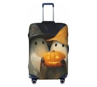 Woshuwo Paire de jolis fantômes tenant une citrouille sculptée élastique pour bagages de voyage, housses de protection anti-poussière et résistantes aux rayures pour valises de 55,9 à 61 cm