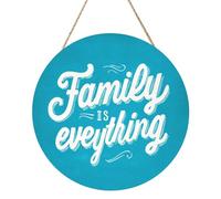 Woshuwo Panneau de bienvenue en bois avec inscription « Family Is Everything On » pour porte d'entrée, 30 cm, rond, à suspendre, décoration de ferme
