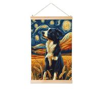 Woshuwo Peinture à suspendre en lin Shepard australien avec étoiles tourbillonnantes, art mural en lin, œuvre d'art moderne, décoration de ferme, 40 x 60 cm