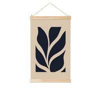 Woshuwo Peinture à suspendre minimaliste en lin beige en forme de feuille abstraite, art mural en lin, œuvre d'art moderne, décoration de ferme, 40 x 60 cm