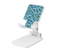 Woshuwo Petit champ de fleurs bleues pliable pour téléphone portable, angle réglable, hauteur de bureau, support de téléphone portable compatible avec tous les smartphones, style blanc