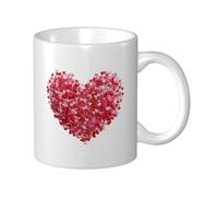 Woshuwo Petite tasse en céramique avec cœurs rouges et roses, tasse à café élégante pour la maison et le bureau, 325 ml