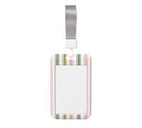 Woshuwo Porte-badge coulissant en plastique rigide à larges rayures rose pastel vert pour infirmières et bureau