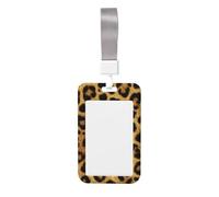Woshuwo Porte-badge coulissant en plastique rigide à rayures léopard jaune et noir pour cartes de travail, porte-nom pour infirmières, bureau