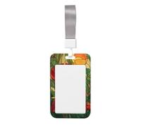 Woshuwo Porte-badge coulissant en plastique rigide Anthurium avec Monstera pour cartes de travail pour infirmières et bureau