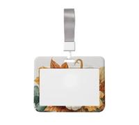 Woshuwo Porte-badge coulissant en plastique rigide avec citrouilles blanches et feuilles d'automne - Pour infirmières et bureaux
