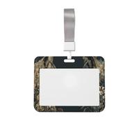 Woshuwo Porte-badge coulissant en plastique rigide avec deux loups face à des fleurs pour infirmières et bureau