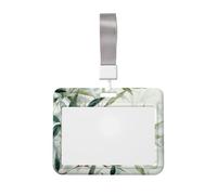 Woshuwo Porte-badge coulissant en plastique rigide avec feuilles vert clair pour infirmières et bureau