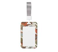 Woshuwo Porte-badge coulissant en plastique rigide avec imprimé camouflage orange vert blanc pour infirmières et bureau