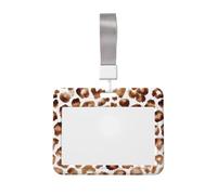 Woshuwo Porte-badge coulissant en plastique rigide avec imprimé léopard à pois marron pour infirmières et bureau