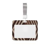 Woshuwo Porte-badge coulissant en plastique rigide avec lignes géométriques en plusieurs couches marron et beige pour cartes de travail, porte-nom pour infirmières, bureau