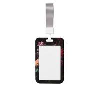 Woshuwo Porte-badge coulissant en plastique rigide avec magnifique bouquet de fleurs roses