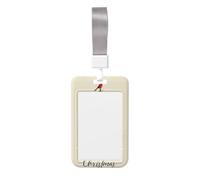 Woshuwo Porte-badge coulissant en plastique rigide avec motif arbre de Noël et oiseau rouge