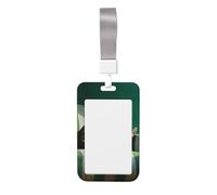 Woshuwo Porte-badge coulissant en plastique rigide avec motif chat endormi sur fauteuil rayé vert et blanc