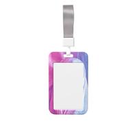 Woshuwo Porte-badge coulissant en plastique rigide avec motif chat rose, violet et bleu