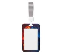 Woshuwo Porte-badge coulissant en plastique rigide avec motif chevaux oranges et bleus