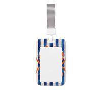 Woshuwo Porte-badge coulissant en plastique rigide avec motif crabe orange et rayures bleues et blanches pour cartes de travail, porte-nom pour infirmières, bureau
