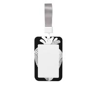 Woshuwo Porte-badge coulissant en plastique rigide avec motif cœur noir et blanc pour cartes de travail, porte-nom pour infirmières et bureau