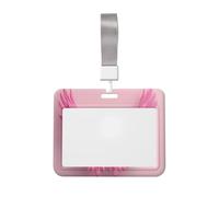 Woshuwo Porte-badge coulissant en plastique rigide avec motif cœur rose avec ailes pour la Saint-Valentin, pour infirmières et bureau