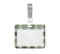 Woshuwo Porte-badge coulissant en plastique rigide avec motif damier vert sauge pour infirmières et bureau