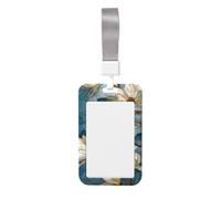 Woshuwo Porte-badge coulissant en plastique rigide avec motif de fleurs de magnolia et feuille d'or pour infirmières et bureau