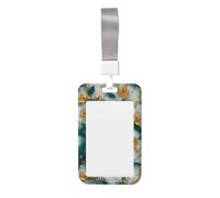 Woshuwo Porte-badge coulissant en plastique rigide avec motif de fleurs dorées et émeraude - Pour infirmières et bureaux