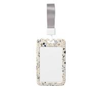 Woshuwo Porte-badge coulissant en plastique rigide avec motif de petites fleurs Bleu clair