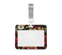 Woshuwo Porte-badge coulissant en plastique rigide avec motif fleurs botaniques blanches et rouges pour infirmières et bureau
