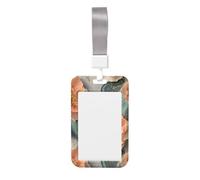 Woshuwo Porte-badge coulissant en plastique rigide avec motif floral abstrait pêche fleurs de pêche vert pour infirmières et bureau