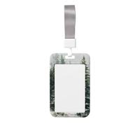 Woshuwo Porte-badge coulissant en plastique rigide avec motif forêt enneigée Evergreen pour infirmières, bureau
