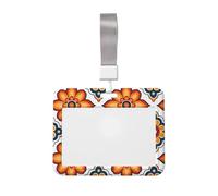 Woshuwo Porte-badge coulissant en plastique rigide avec motif géométrique orange et bleu pour infirmières et bureau