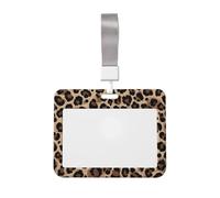 Woshuwo Porte-badge coulissant en plastique rigide avec motif léopard marron foncé et noir pour cartes de travail, porte-nom pour infirmières, bureau