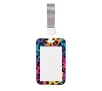 Woshuwo Porte-badge coulissant en plastique rigide avec motif léopard, rose, turquoise, bleu, doré, pour infirmières, bureau