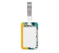 Woshuwo Porte-badge coulissant en plastique rigide avec motif léopard, turquoise et jaune, pour infirmières, bureau