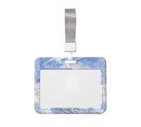 Woshuwo Porte-badge coulissant en plastique rigide avec motif marbré bleu doré pour infirmières et bureau