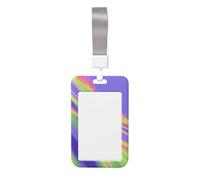 Woshuwo Porte-badge coulissant en plastique rigide avec motif néon abstrait coloré pour cartes de travail pour infirmières et bureau