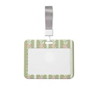 Woshuwo Porte-badge coulissant en plastique rigide avec motif rose et feuille sur rayures pour infirmières et bureau