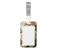 Woshuwo Porte-badge coulissant en plastique rigide avec motif roses blanches