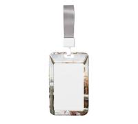 Woshuwo Porte-badge coulissant en plastique rigide avec motif vache des Highlands portant une couronne à feuilles persistantes rustiques pour infirmières et bureau