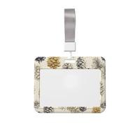 Woshuwo Porte-badge coulissant en plastique rigide avec pommes de pin gris blanc doré pour cartes de travail pour infirmières et bureau