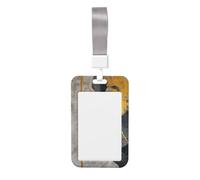 Woshuwo Porte-badge coulissant en plastique rigide avec silhouette de visage abstrait jaune et gris pour infirmières et bureau