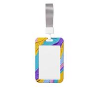 Woshuwo Porte-badge coulissant en plastique rigide avec texture de peinture psychédélique pour cartes de travail pour infirmières et bureau