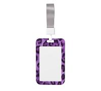Woshuwo Porte-badge coulissant en plastique rigide avec texture léopard violet pour cartes de travail pour infirmières et bureau