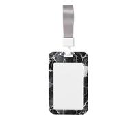 Woshuwo Porte-badge coulissant en plastique rigide avec texture marbre noir veine blanche pour infirmières et bureau
