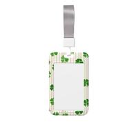 Woshuwo Porte-badge coulissant en plastique rigide avec trèfles et rayures Vert