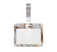 Woshuwo Porte-badge coulissant en plastique rigide avec veines dorées et marbrées blanches pour infirmières et bureau