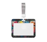 Woshuwo Porte-badge coulissant en plastique rigide de style graffiti coloré 2026 pour infirmières et bureau