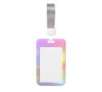 Woshuwo Porte-badge coulissant en plastique rigide dégradé arc-en-ciel subtil ondulé pour cartes de travail pour infirmières et bureau