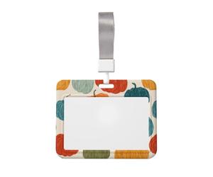 Woshuwo Porte-badge coulissant en plastique rigide dessiné à la main en forme de citrouille pour infirmières et bureau