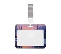Woshuwo Porte-badge coulissant en plastique rigide en forme de cabine d'hiver dans la forêt pour infirmières et bureau